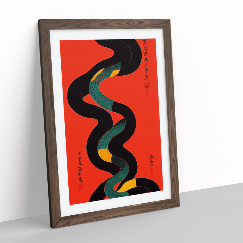 Painted Snake No.1 Abstract - Wall Art, 34cm H x 25cm W x 2cm D, Walnut