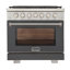 36 in. 5.2 cu. ft. Natural Gas Range and Convection Oven in Black with True Simmer Burners-640147740-640147714