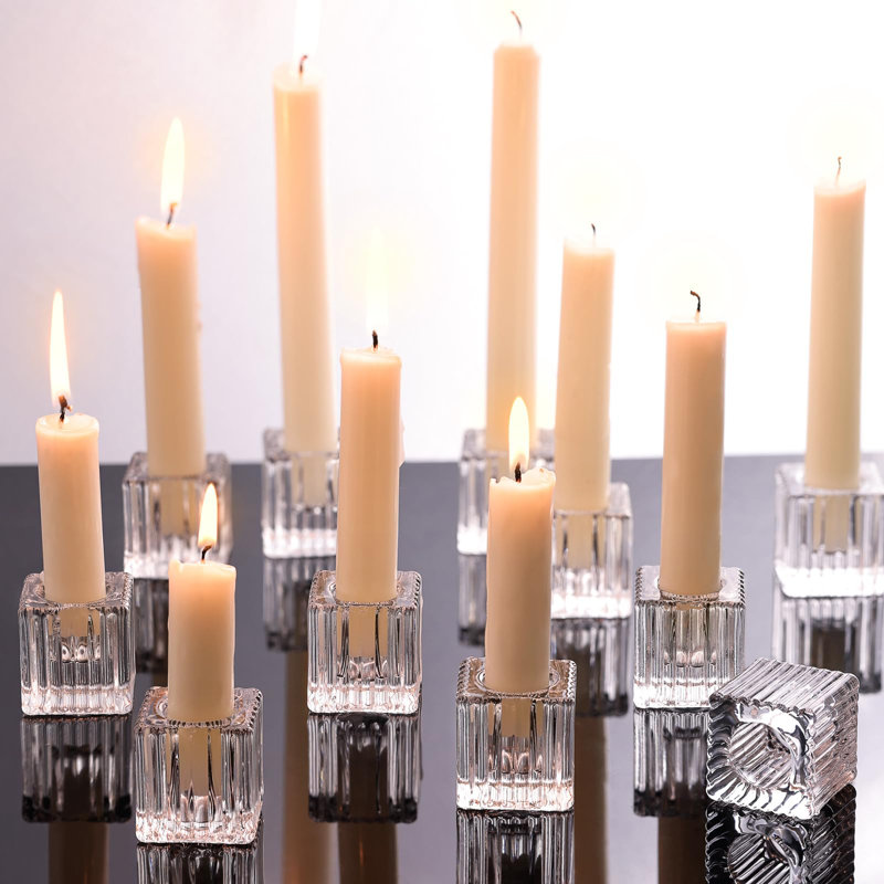 12 bougeoirs cubiques en forme de cube - Idéal pour les bougeoirs de table de mariage modernes et les décorations des Fêtes, ensemble de chandelles élégantes