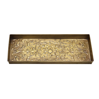 Antique Brass Star Medallion 30 in. x 13 in. Indoor Boot Tray
