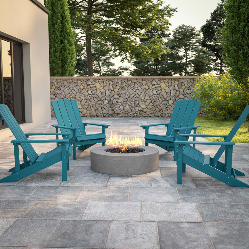 Balasi Outdoor All-Weather Poly Resin Wood Adirondack Chairs, Sea Foam