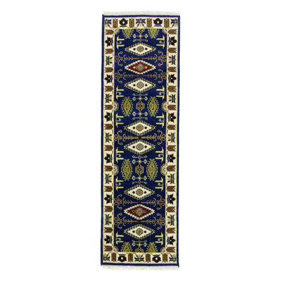 Tapis de couloir géométrique fait à la main 2 pi 6 po x 8 pi 1 po Katriona