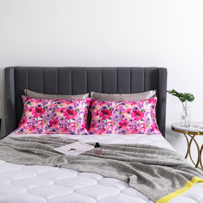 Taie d'oreiller à motif floral, Rose/mauve