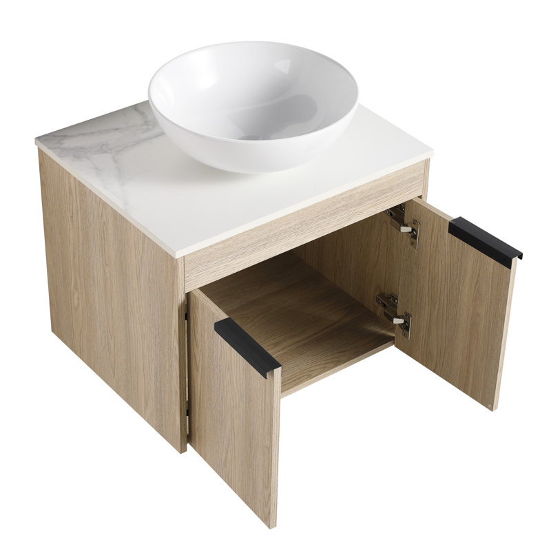 Meuble-lavabo moderne de 24 po avec lavabo en céramique et conception murale