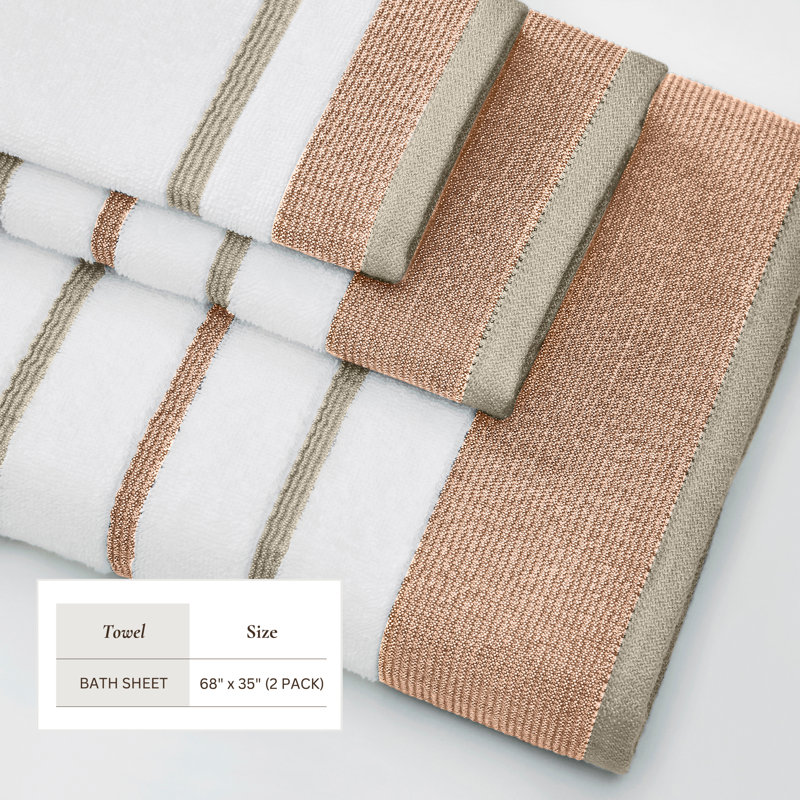 Deanthony Luxury Cotton Decorative, Dusty Rose/Cappuccino, Bath Sheets - 2 Pack