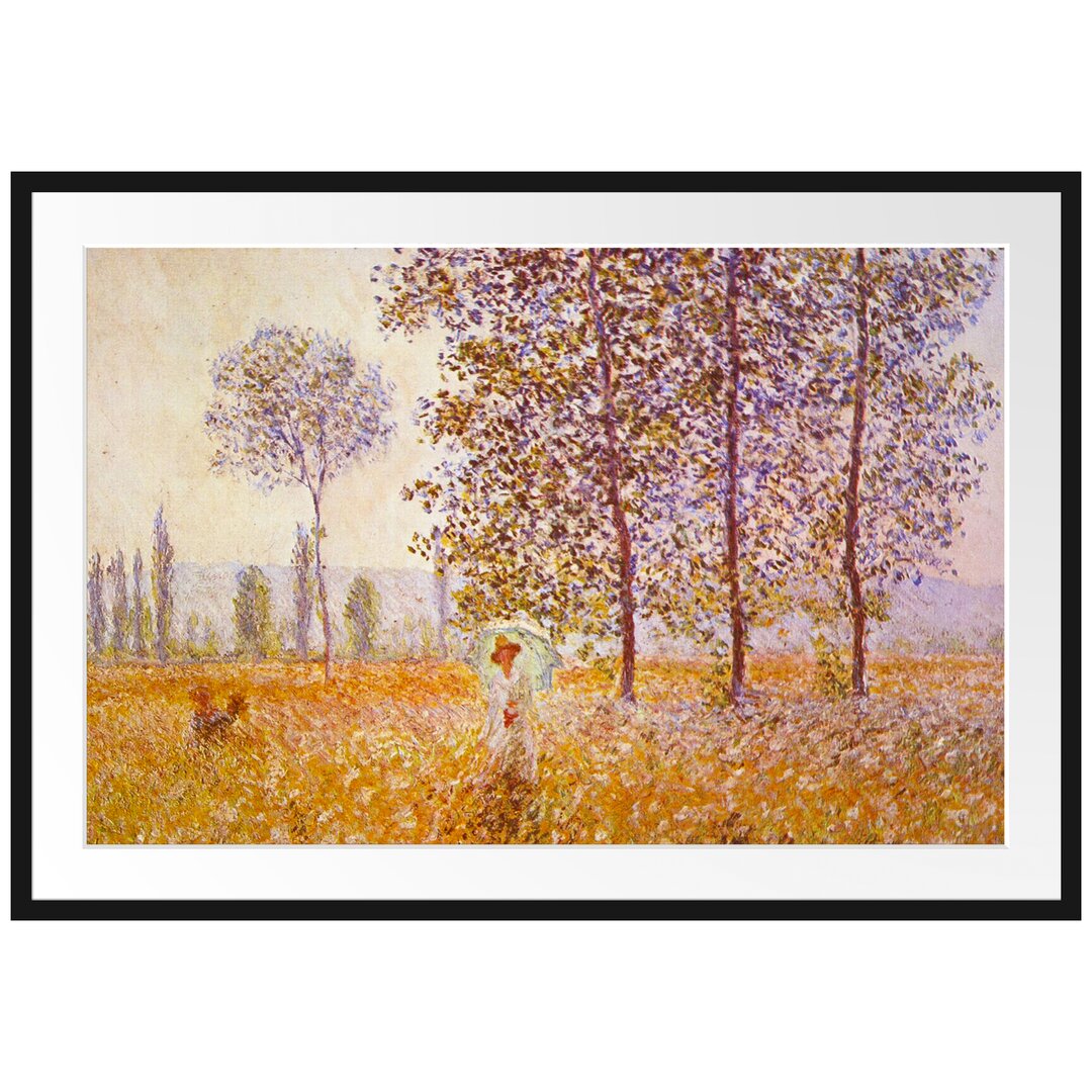 Gerahmter Kunstdruck Poplars in the Sunlight von Claude Monet