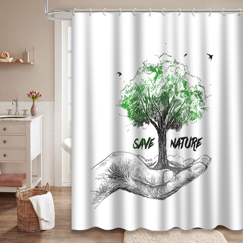 Rideau de douche avec 12 crochets Save Nature Tree, L 72 po x l 78 po