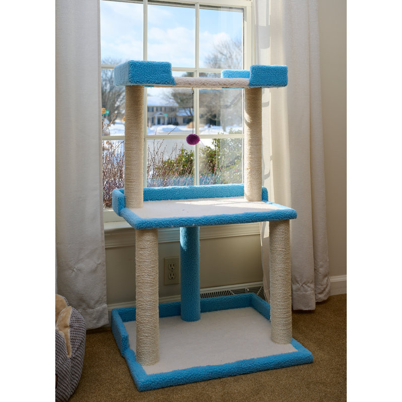 Armarkat Cat Tree For Large Cats: 41" Real Wood Tower With Scratching Posts And Perches (B4109A), Blue