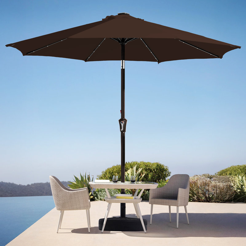 Parasol de marché avec manivelle Beka, Brun, H 91,2 po x l 108 po x P 108 po