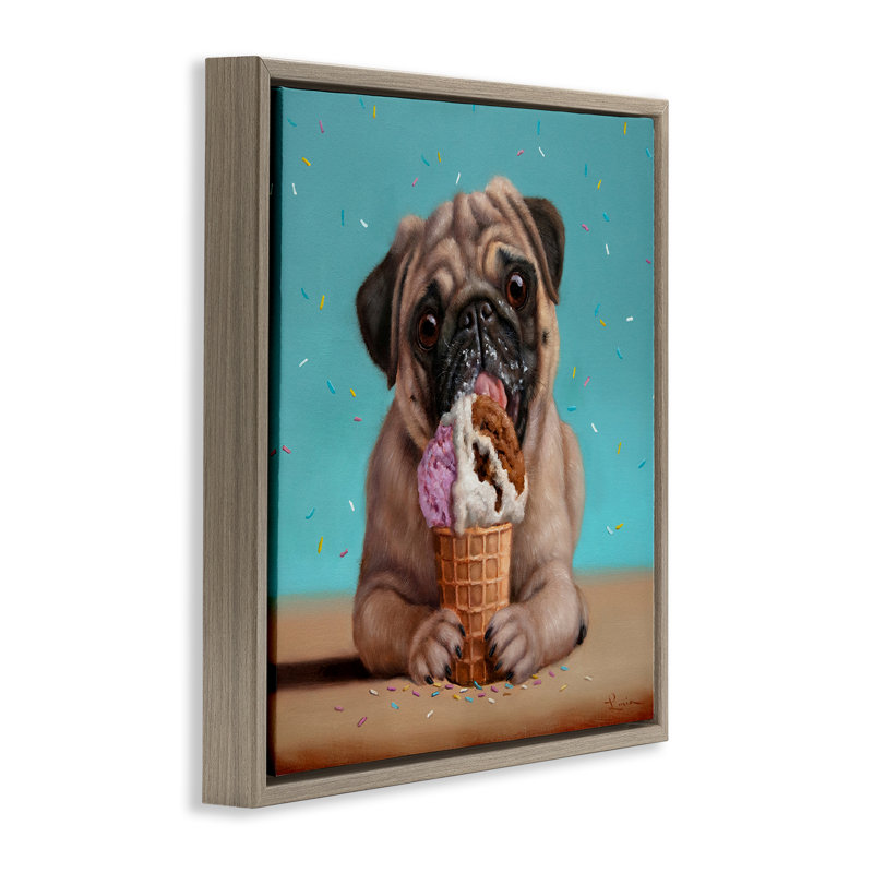 Cadre flottant crème glacée et chien Neapawlitan, design par Lucia Heffernan, H 18 po x l 18 po