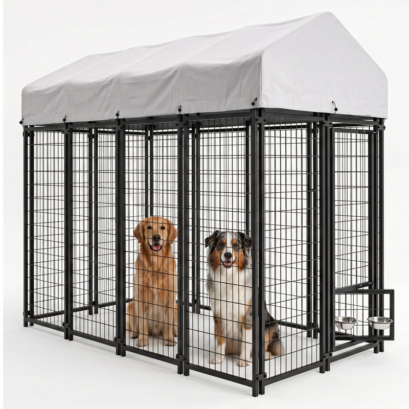 Enclos pour chien en acier, H 72,1 po x l 50,4 po x P 93 po