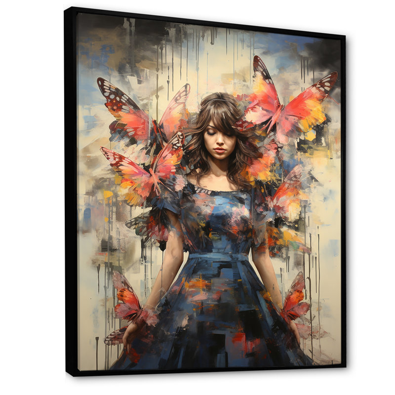 «Hippie Woman Renaissance Botanicals II - Pop Art», reproduction d'art mural, Cadre flottant noir, H 20 po x l 12 po
