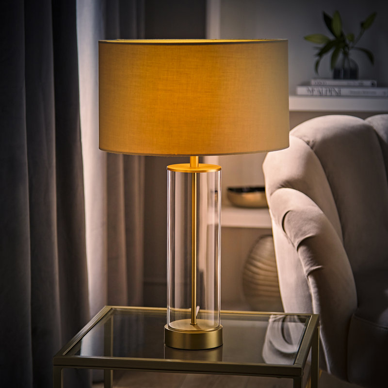 Glass Table Lamp, Beige
