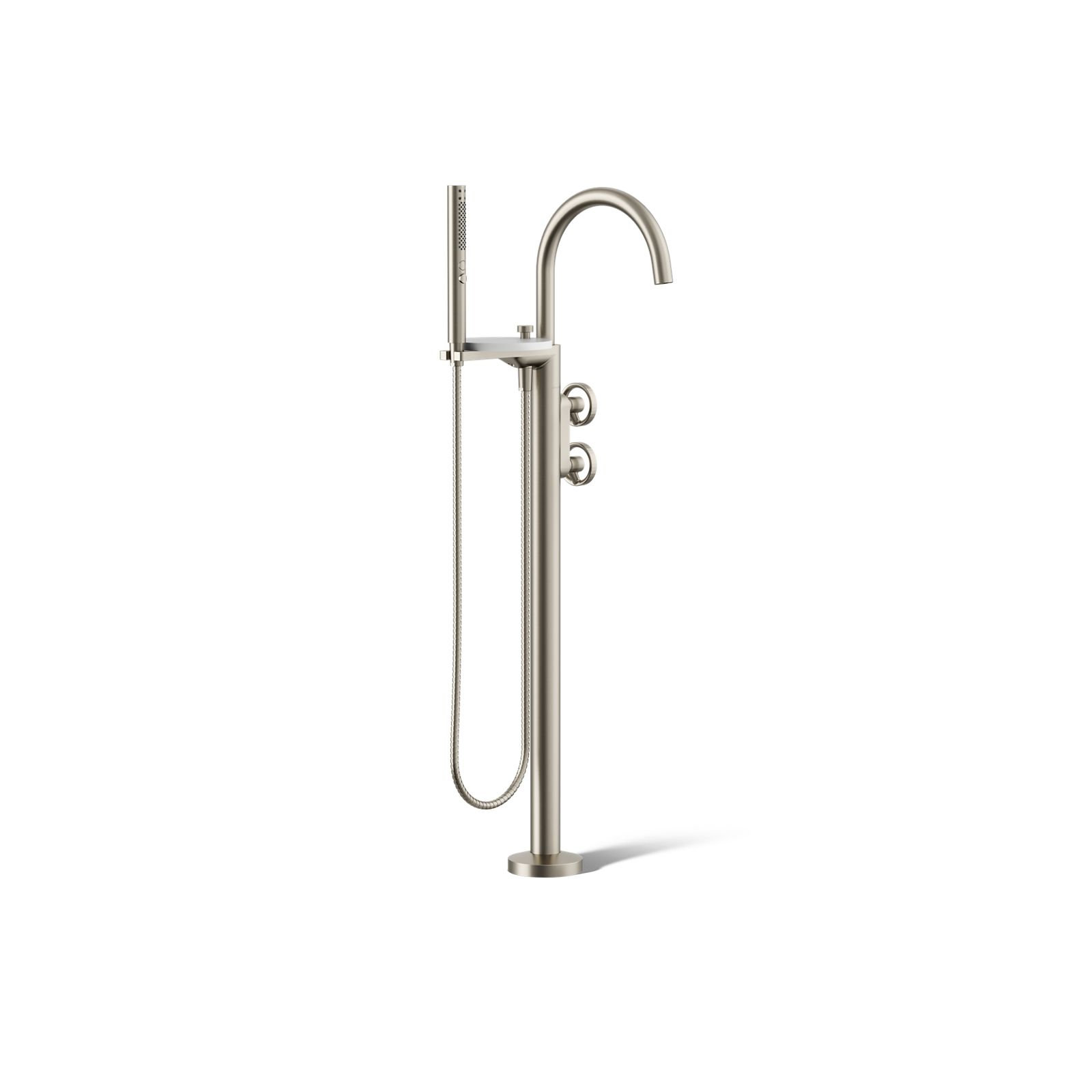 Components Floor-Mount Bath Filler Trim, Vibrant Brushed Nickel, Wheel Handle