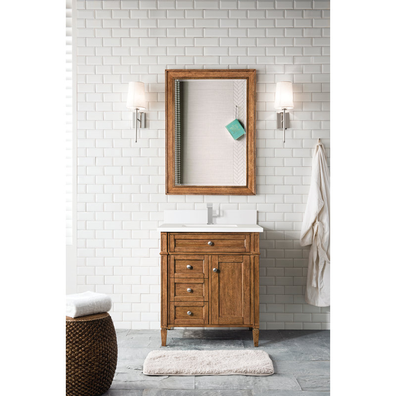 Brittany 30'' W Single Vanity, Single-Hole, White Zeus, Saddle Brown