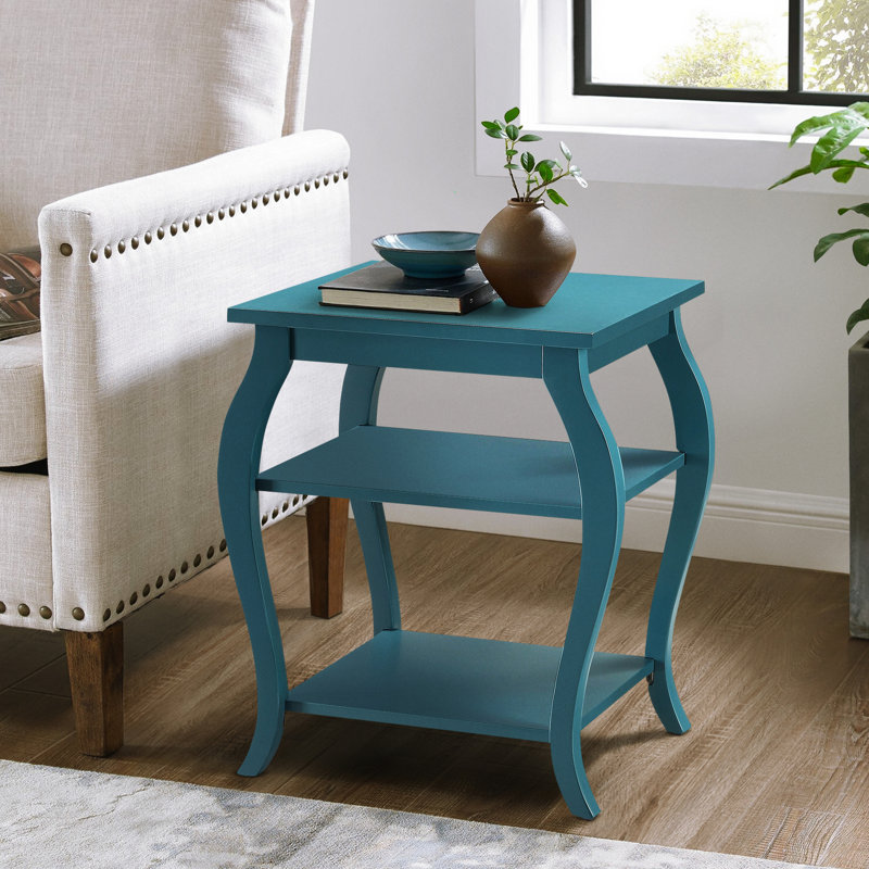 Teal 2-shelf End Table