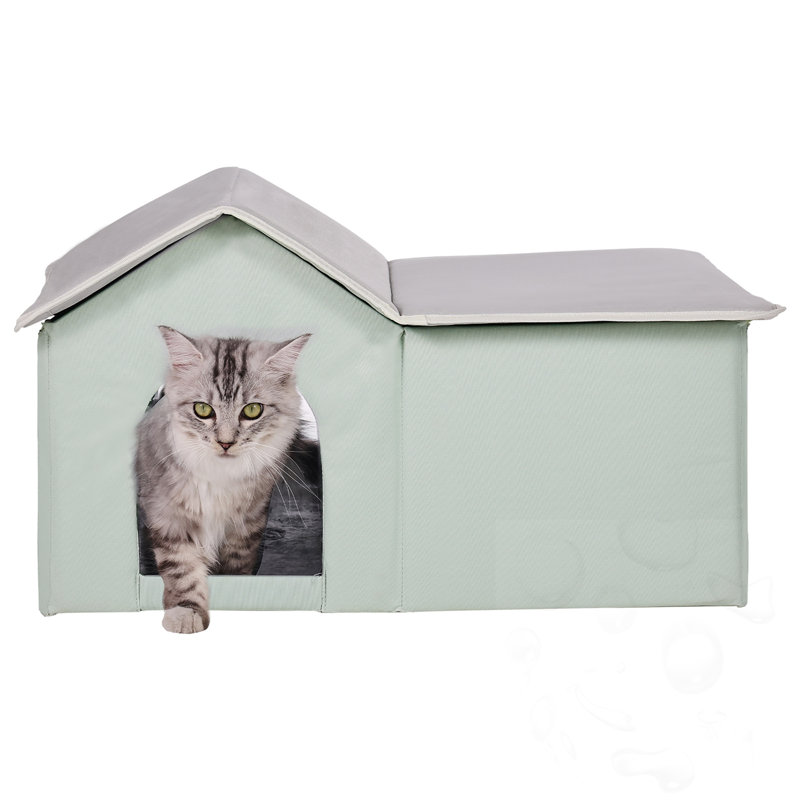 Foldable Cat House With Heated Pad