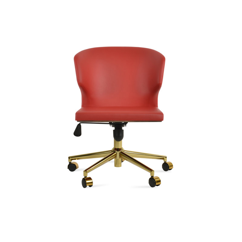 Chaise de bureau Amed, Rouge, Doré