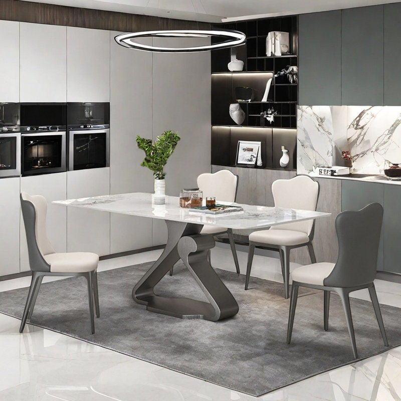 Italian style simple rectangular dining table sets, 29.5''H x 70.9''L x 35.4''W