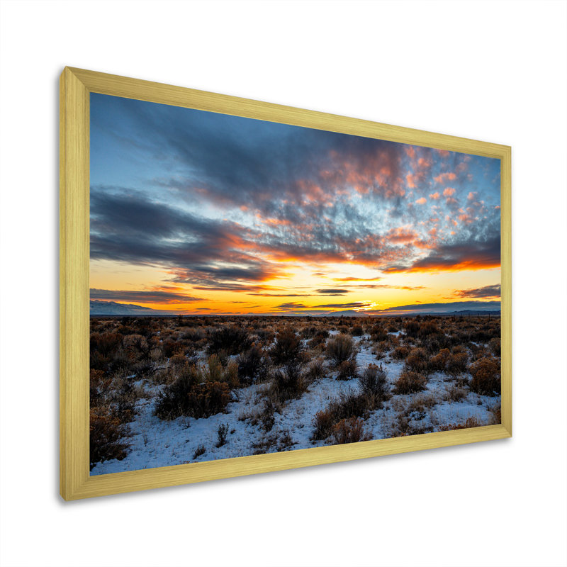 Winter Shrublands On Arkansas Desert sur toile, Encadrement doré, H 34 po x l 44 po x P 1,5 po