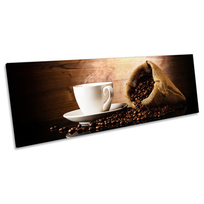 Brown Coffee Beans Sack - Wrapped Canvas Panoramic Art Prints