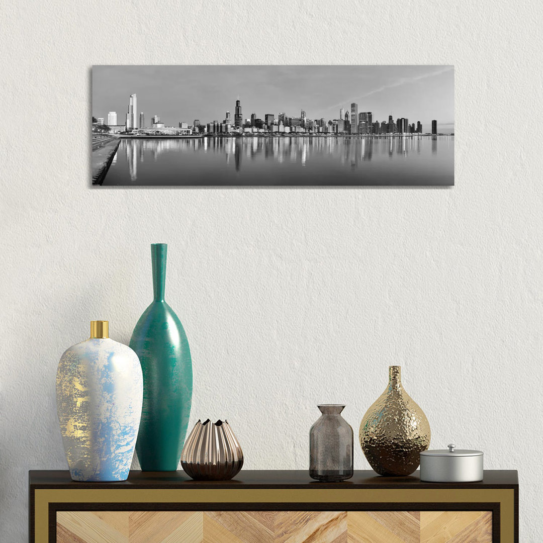 Chicago Skyline Cityscape - Wrapped Canvas Panoramic Print