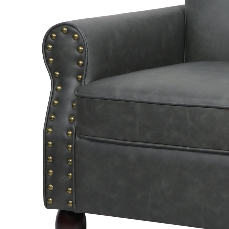 Arian 76Cm Wide Armchair, Black Faux Leather