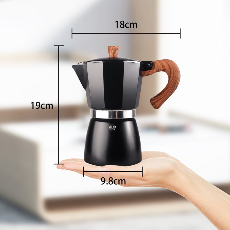 Belfry Kitchen Hoyt Stovetop Espresso Maker, Black