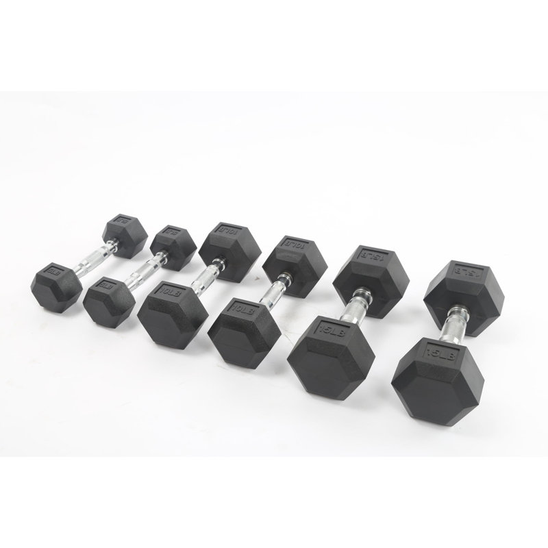 Rubber Hex Dumbbell Set – Multi-Weight Home Gym Hand Weights for Strength Training