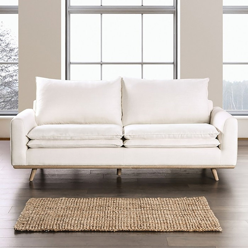 Dallyn Sofa, Linen White Cotton Linen Blend, Oak