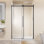 Porte de douche simple sans cadre 48 po x l 72 po, porte de douche en verre trempé transparent de 1/4 po d'épaisseur avec système de rail à roulement en zinc, poignée en acier inoxydable, noir