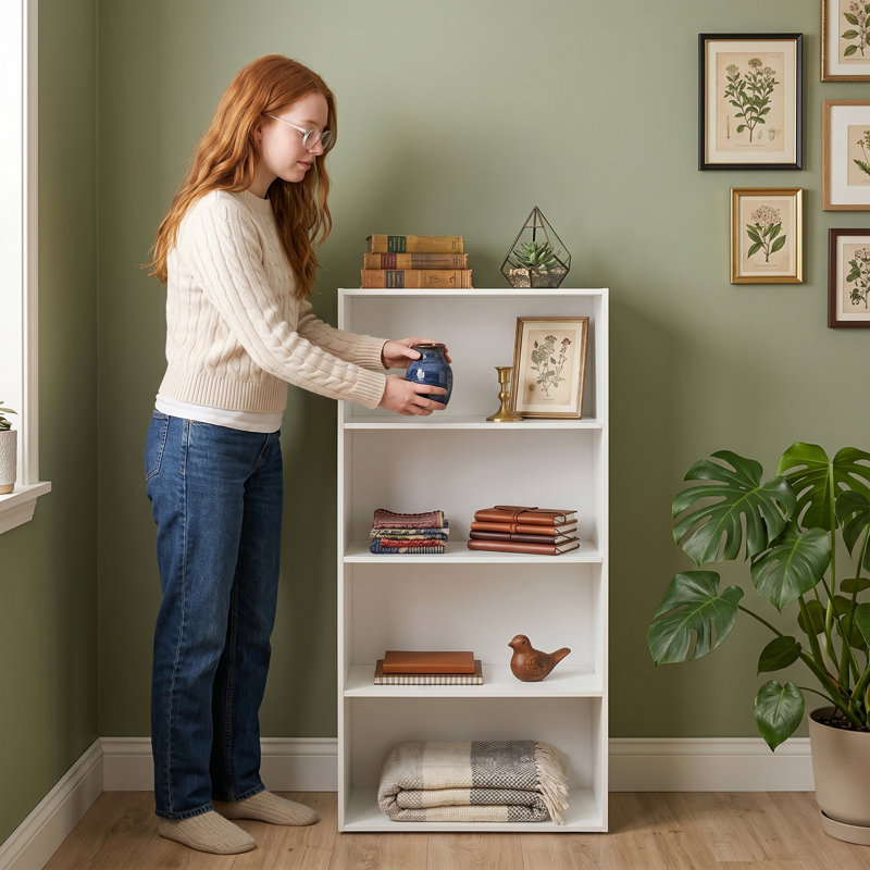Moduline Stackable Storage Bookcase, 4-Shelf, White
