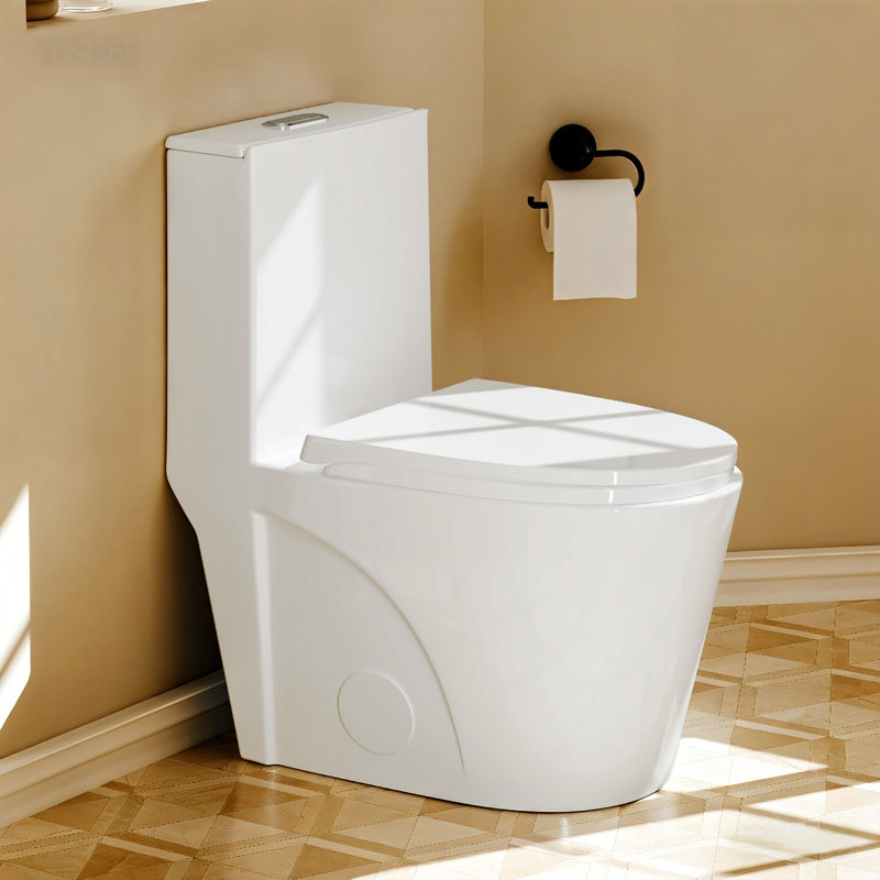 Compact One-Piece Elongated Toilet With ADA Comfort Height 17.1", Dual-Flush 1.1/1.6 GPF, Water-Saving Space-Saving Design, Modern Bathroom Toilet With UF Seat
