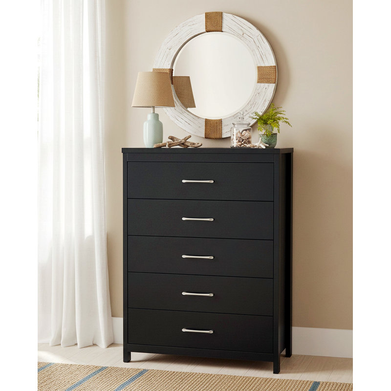 Commode 5 tiroirs Selena Slide Logic, Noir, noir, noir, noir