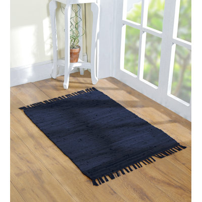 Handcrafted Cotton Rag Rug 24X36" - 2X3' Washable, Reversible, With Tassels For Living Room & Entryway