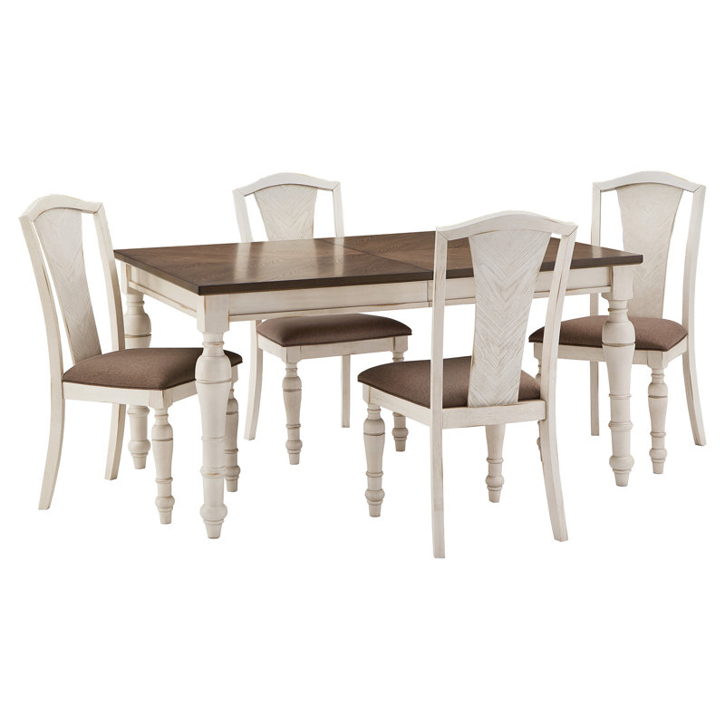 Harry Extendable Four Leg Dining Set, 5 Pieces: Table, 4 Chairs