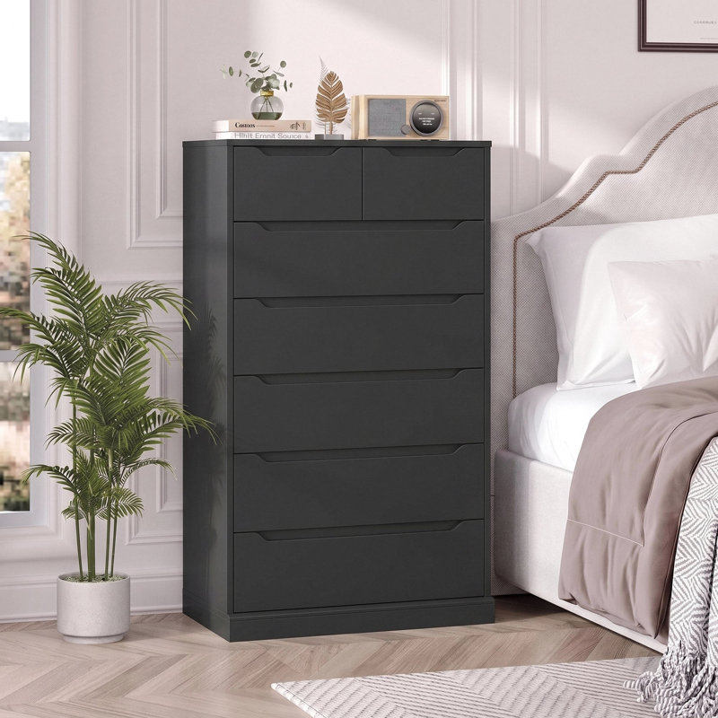 Commode 7 tiroirs, Noir