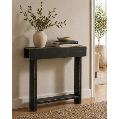  Console mince en bois récupéré | Décoration minimale de vestibule (26 po x 8 po x H 30 po) noir