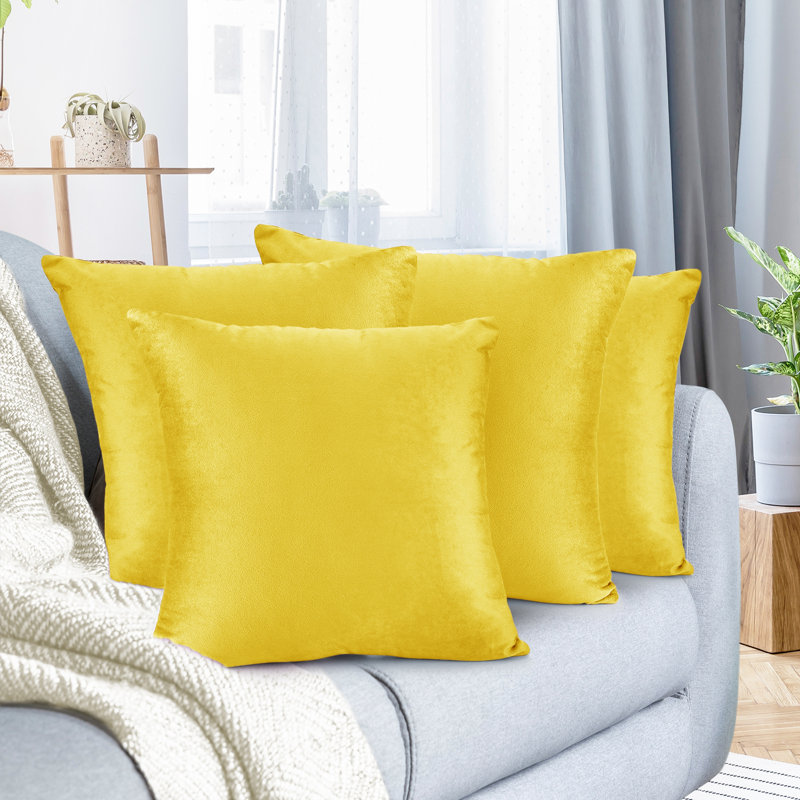 Velvet Reversible Pillow Cover, 18"H x 18"W, Yellow