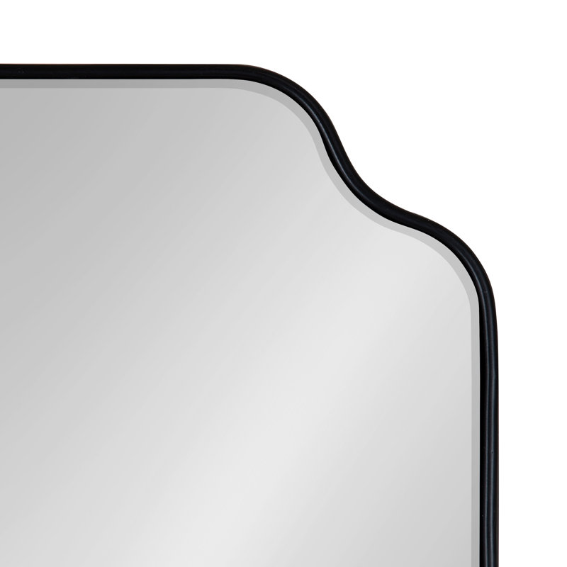 Aransa Scalloped Rectangle Wall Mirror, Black, 36" x 24"