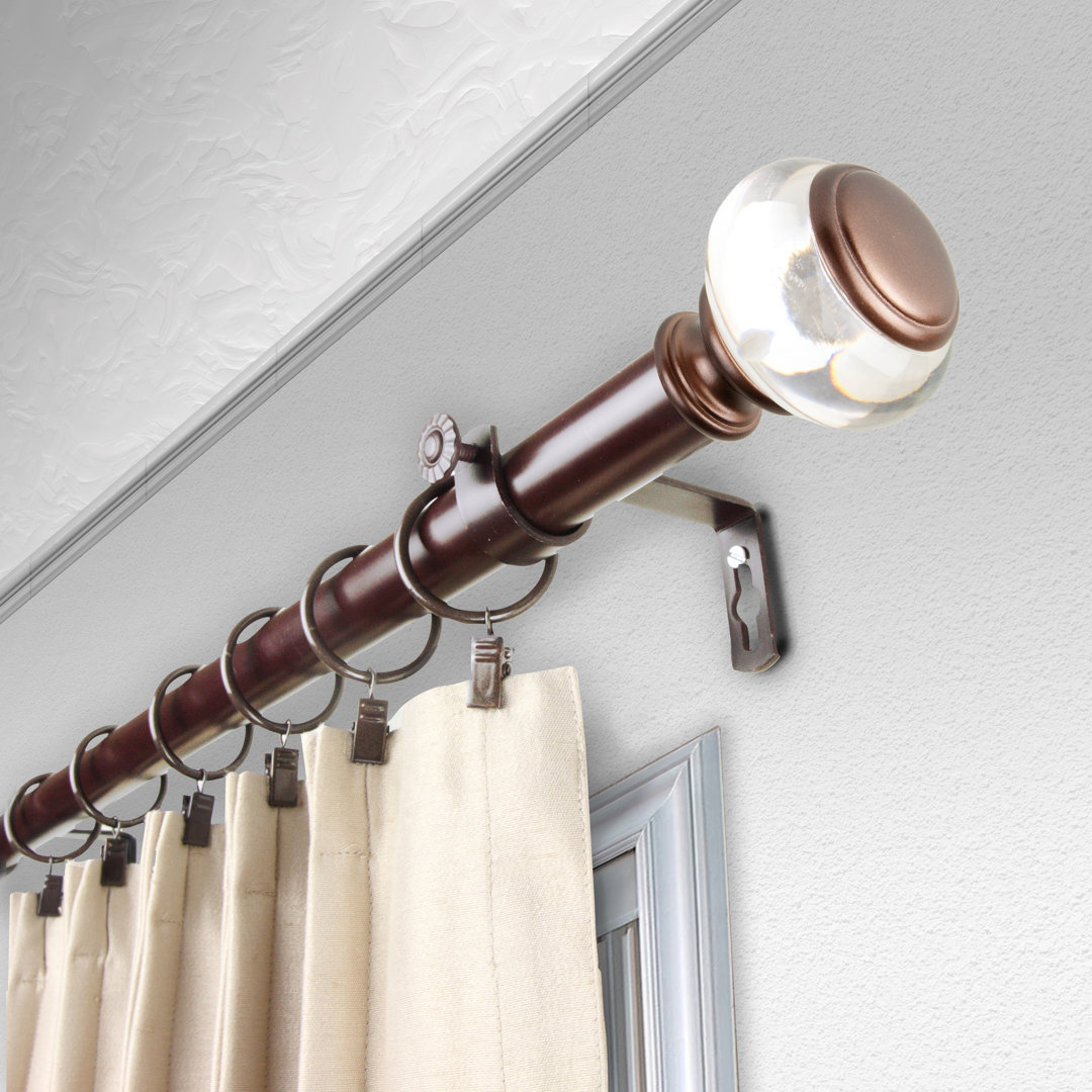 Lorna Stainless Steel Adjustable Single Curtain Rod Red Barrel Studio® 