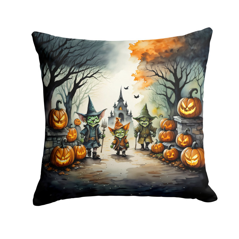 Coussin décoratif intérieur / extérieur en polyester More / Spooky More Spooky Halloween, 14 po x 14 po
