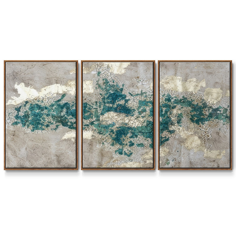 Minéral Drift I - Toile encadrée multi-pièces, Noyer, H 24 po x l 48 po x P 2 po