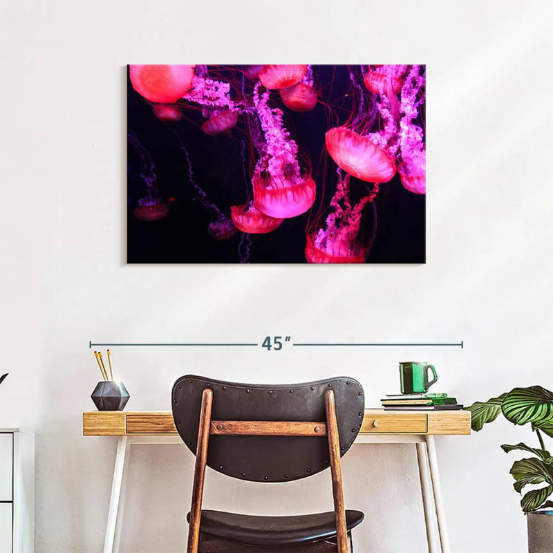 Bright Pink Jellyfish, 24" H x 36" W