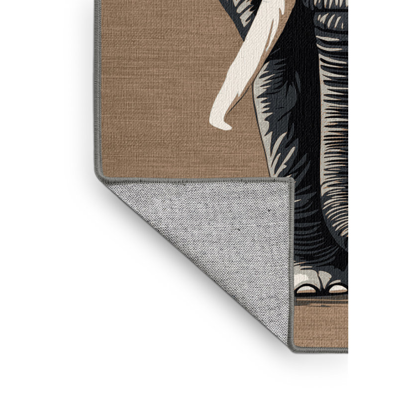  Tapis lavable avec éléphant d'Afrique, Rectangulaire 2 pi x 3 pi