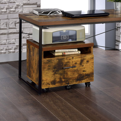 Weathered Oak & Black Finish File Cabinet