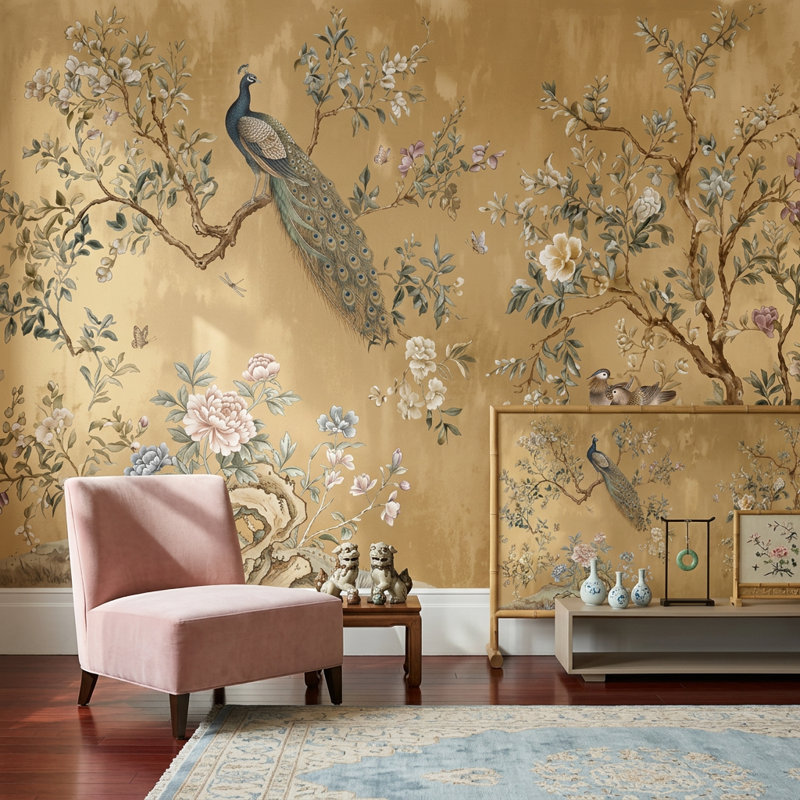Papier peint amovible chinois Mute, 120 po x 96 po, Non tissé