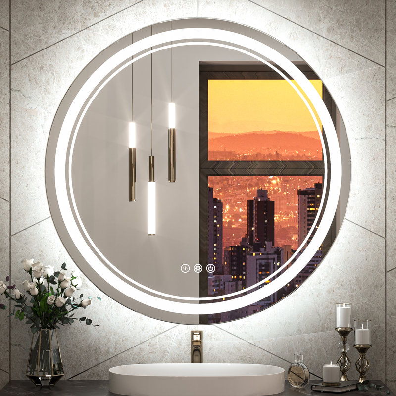 Miroir de salle de bain Elayshia, 30 po x 30 po