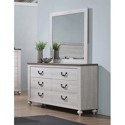 Fronton 6 Drawer 59"" W Double Dresser with Mirror -  Canora Grey, B68D976BEC2742A2B0D876B4782E2482