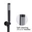 Douche murale noire matte avec têtes de pluie et à main de 10 po. Valve d'équilibre, poignée antidérapante. Rotative à 360 °. Débit de 1,8 gal / min. Bec pivotant. Tuyau américain compatible